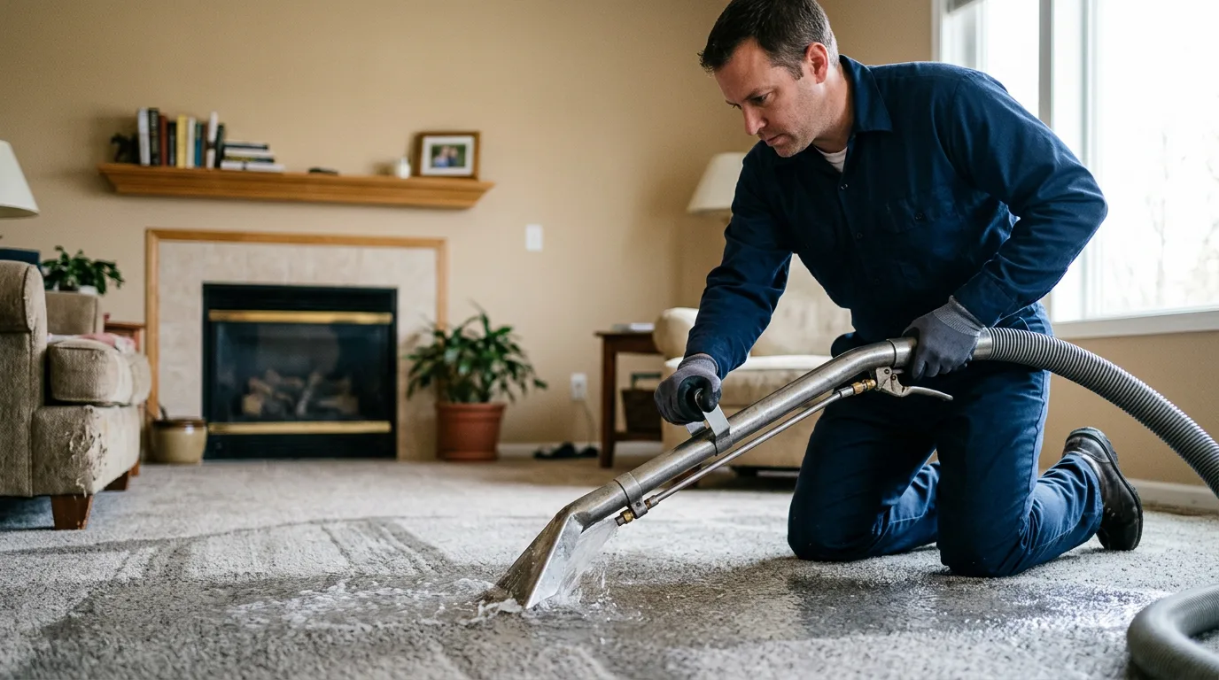 Water damage restoration technician working near Levittown, PA